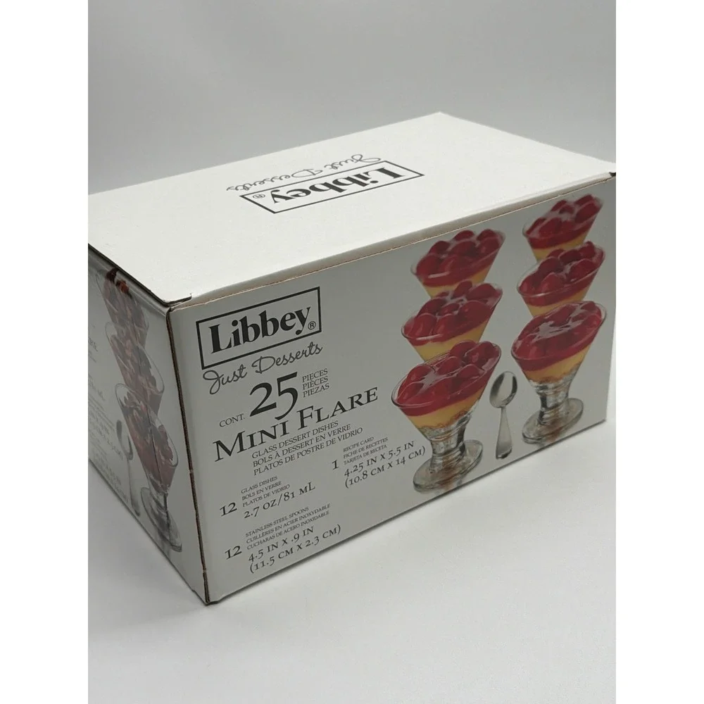 Libbey Just Desserts 25 Piece Mini Flare Glass Set with Spoons and Recipe Card